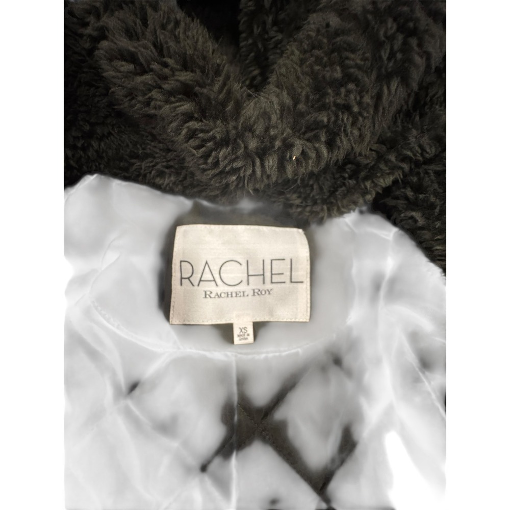 Rachel Rachel Roy Womens Olive Green Faux Fur Hooded Parka Jacket XS - Picture 7 of 13